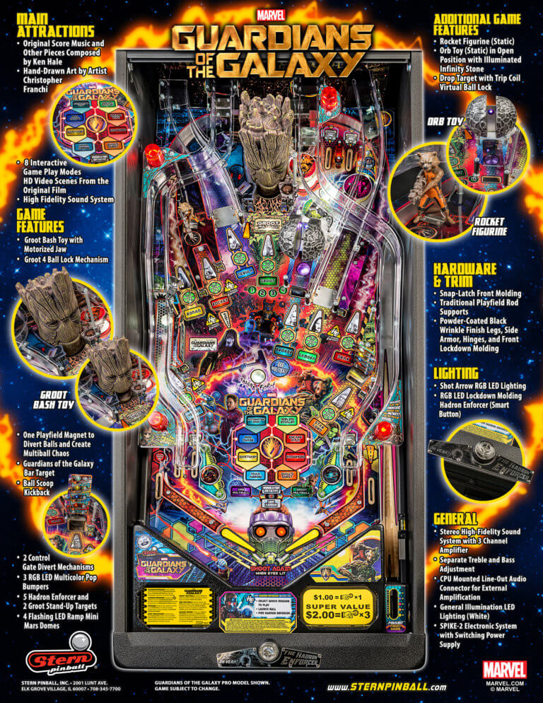guardians of the galaxy pro pinball machine by stern guardians of the galaxy pro pinball machine by stern