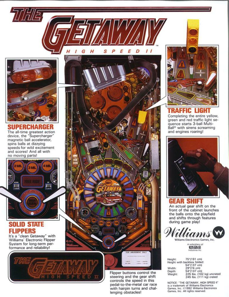 getaway: high speed 2 pinball machine by williams getaway: high speed 2 pinball machine by williams