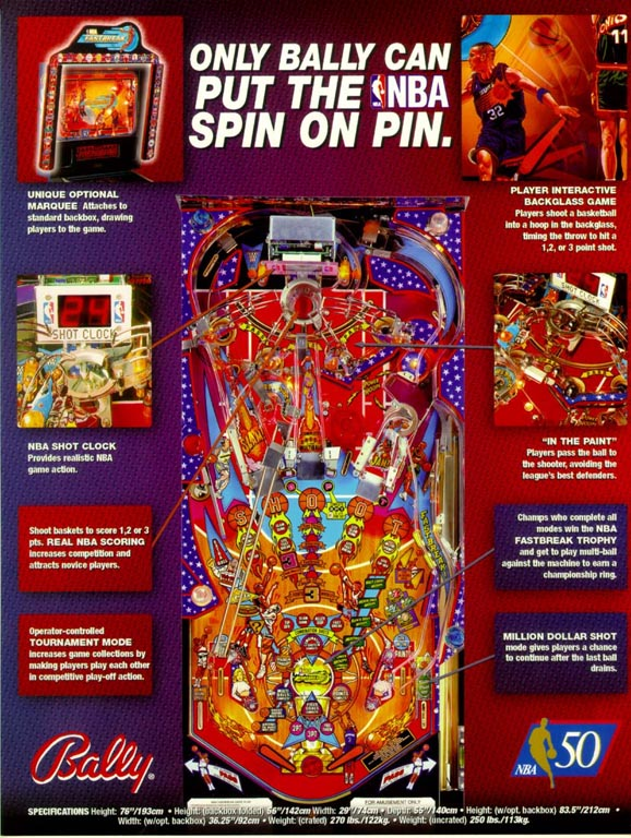 nba fastbreak pinball machine by bally nba fastbreak pinball machine by bally