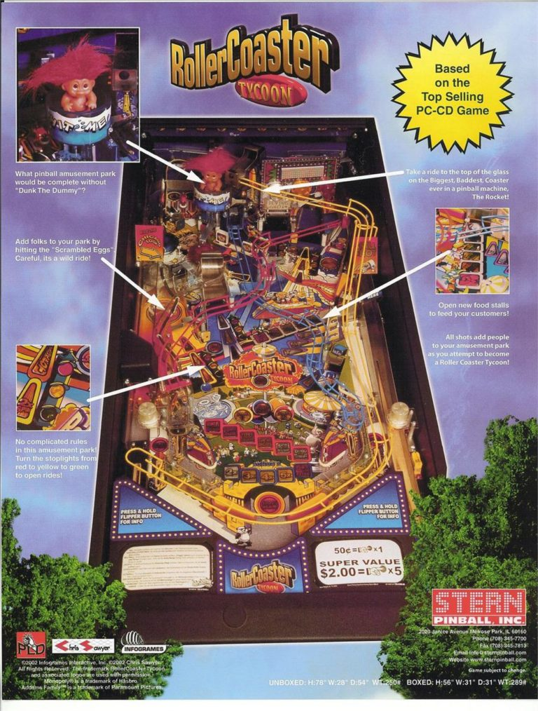 roller coaster tycoon pinball machine by stern roller coaster tycoon pinball machine by stern