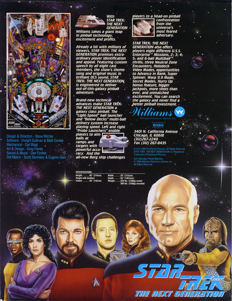 star trek: the next generation pinball machine by williams star trek: the next generation pinball machine by williams