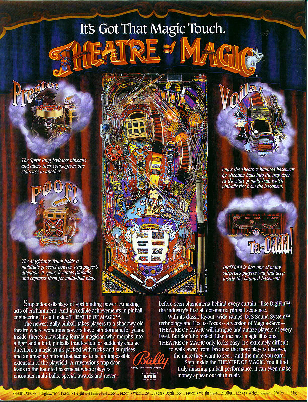 theatre of magic pinball machine by bally theatre of magic pinball machine by bally