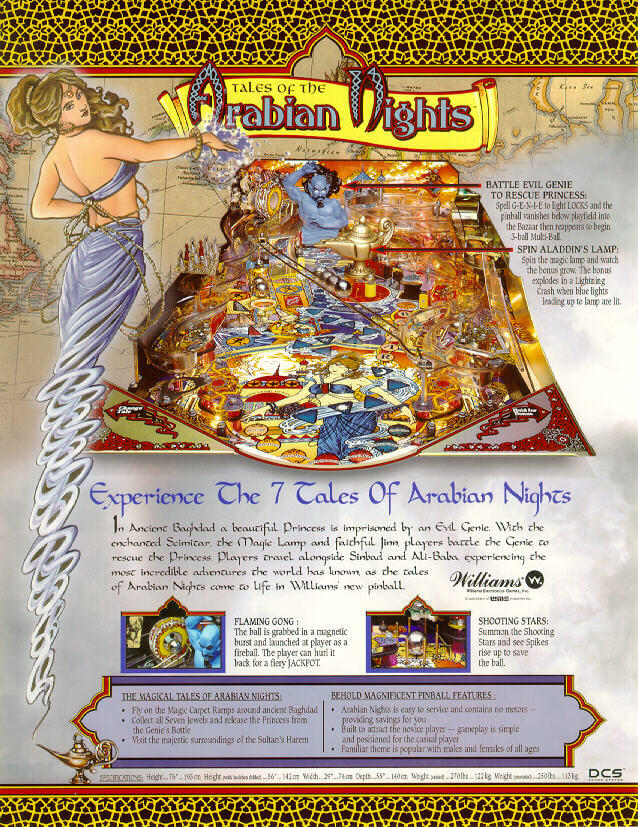 tales of the arabian nights pinball machine by williams tales of the arabian nights pinball machine by williams